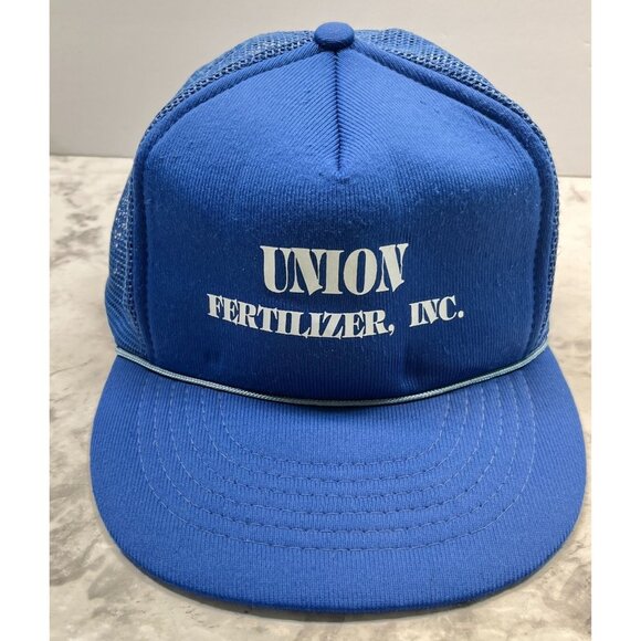 Union Fertilizer Inc Snapback Hat Blue Baseball Cap Capital Mesh Back - Picture 9 of 11
